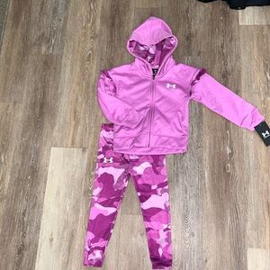 NEW Under Armour girls 2pc outfit, pink, sizes 4, 5, 6, and 6X